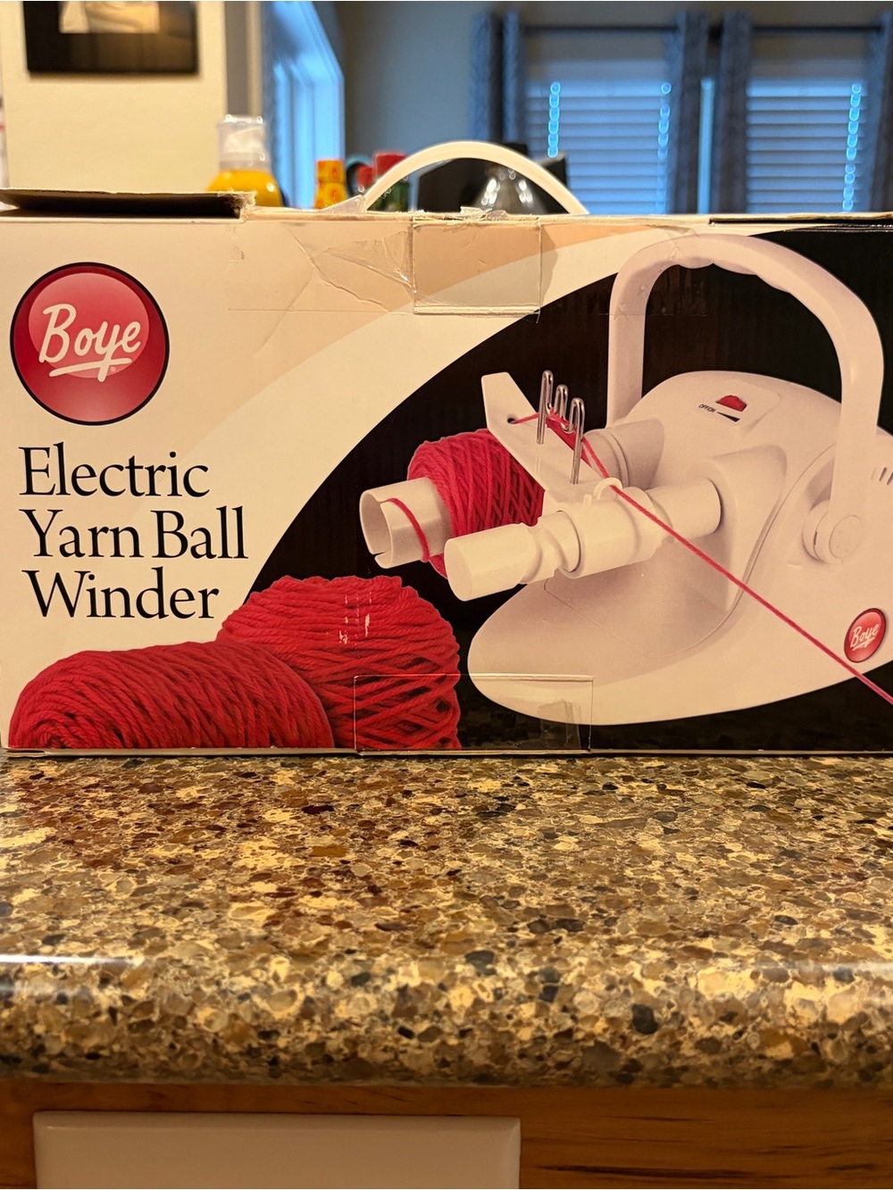 Boye Electric Yarn Ball Winder in White with Red Yarn